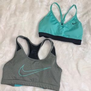 2 size small Nike sports bras: teal